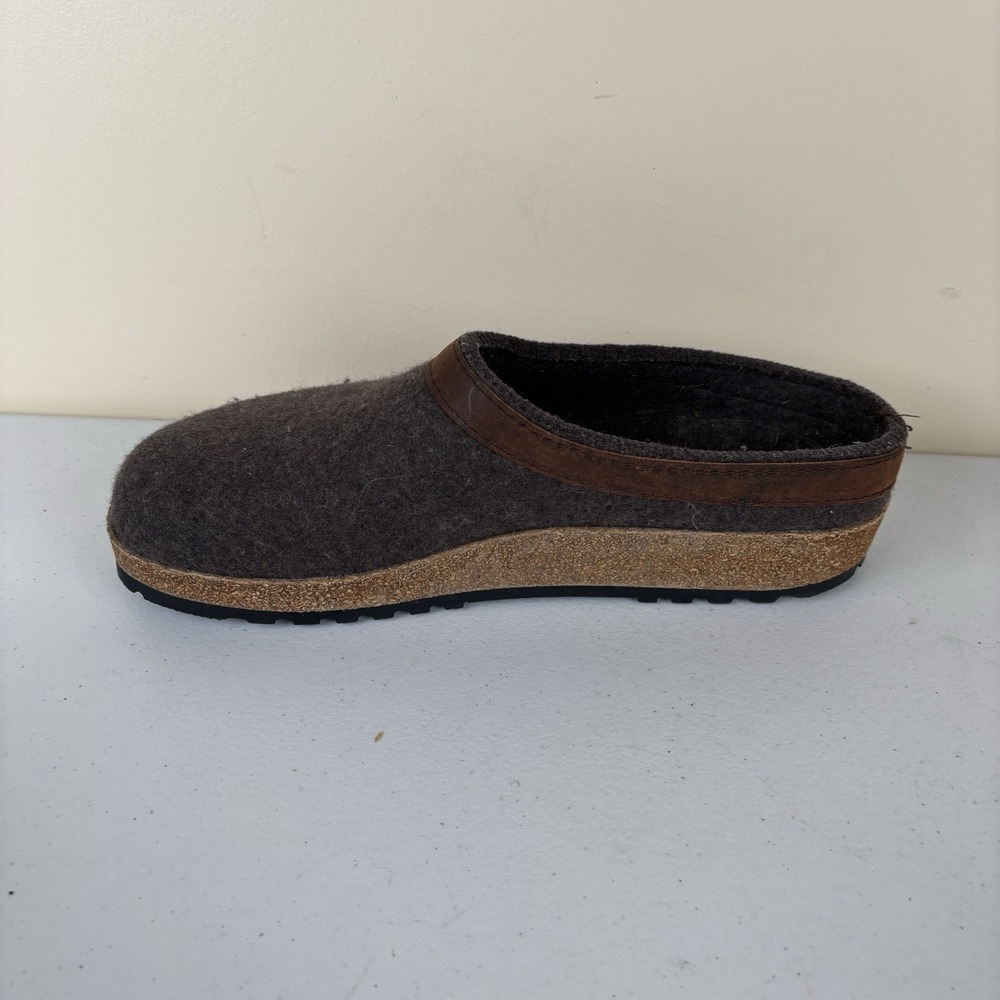 Haflinger Grizzly Wool Clogs Men 10 Women 12 EU 43 Gray w/Brown Leather Trim EUC - Picture 5 of 9